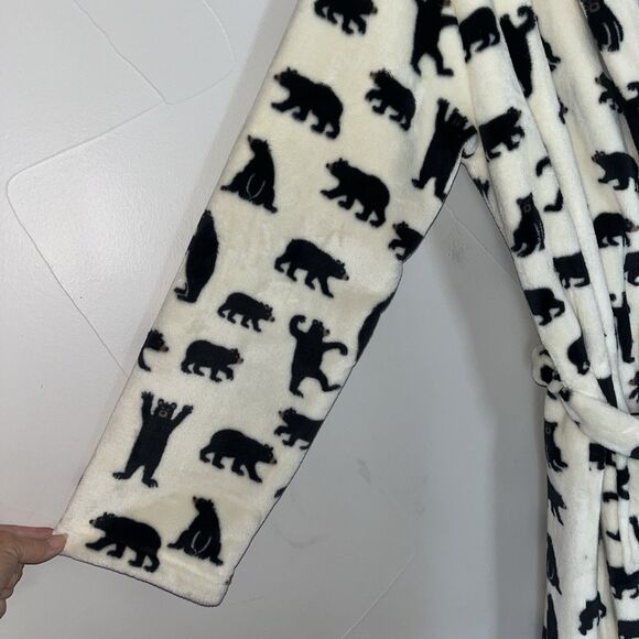 Little Blue House Black Bear Hooded Plush Fleece Robe, Women’s Large Hatley - Picture 3 of 13